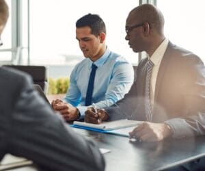 Business executives in a management meeting