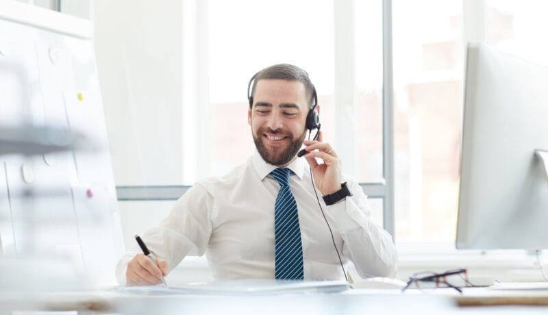 Call center agent at work